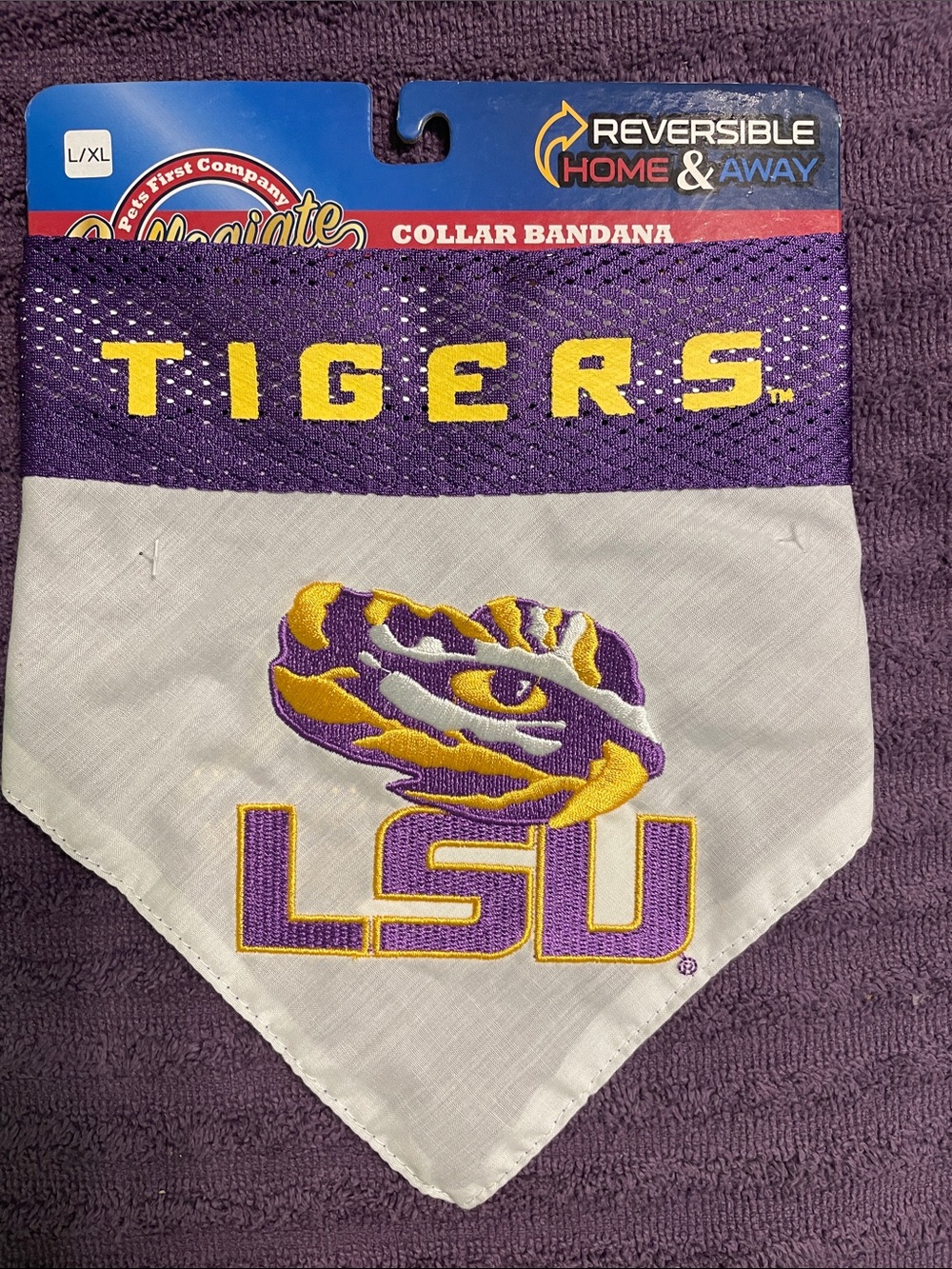Pets First Collegiate Purple & Gold Pet Collar Bandana